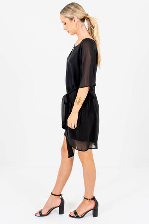 Black Flutter Sleeve Boutique Mini Dresses for Women
