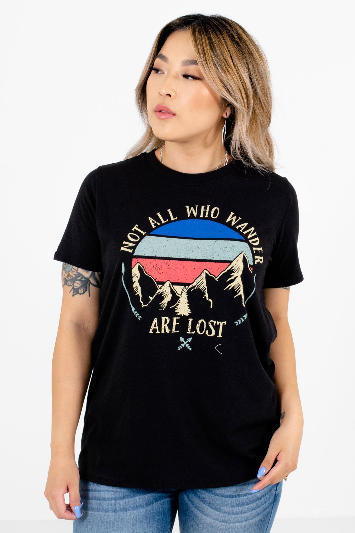 Black Cute and Comfortable Boutique Graphic T-Shirts for Women