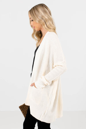 Cream Long Sleeve Boutique Cardigans for Women