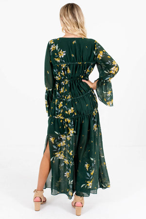 Women's Dark Green Tiered Ruffled Hem Boutique Maxi Dress