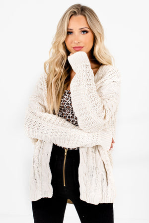 Women's Cream Warm and Cozy Boutique Cardigans