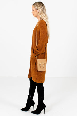 Rust Orange Boutique Cardigans with Pockets for Women