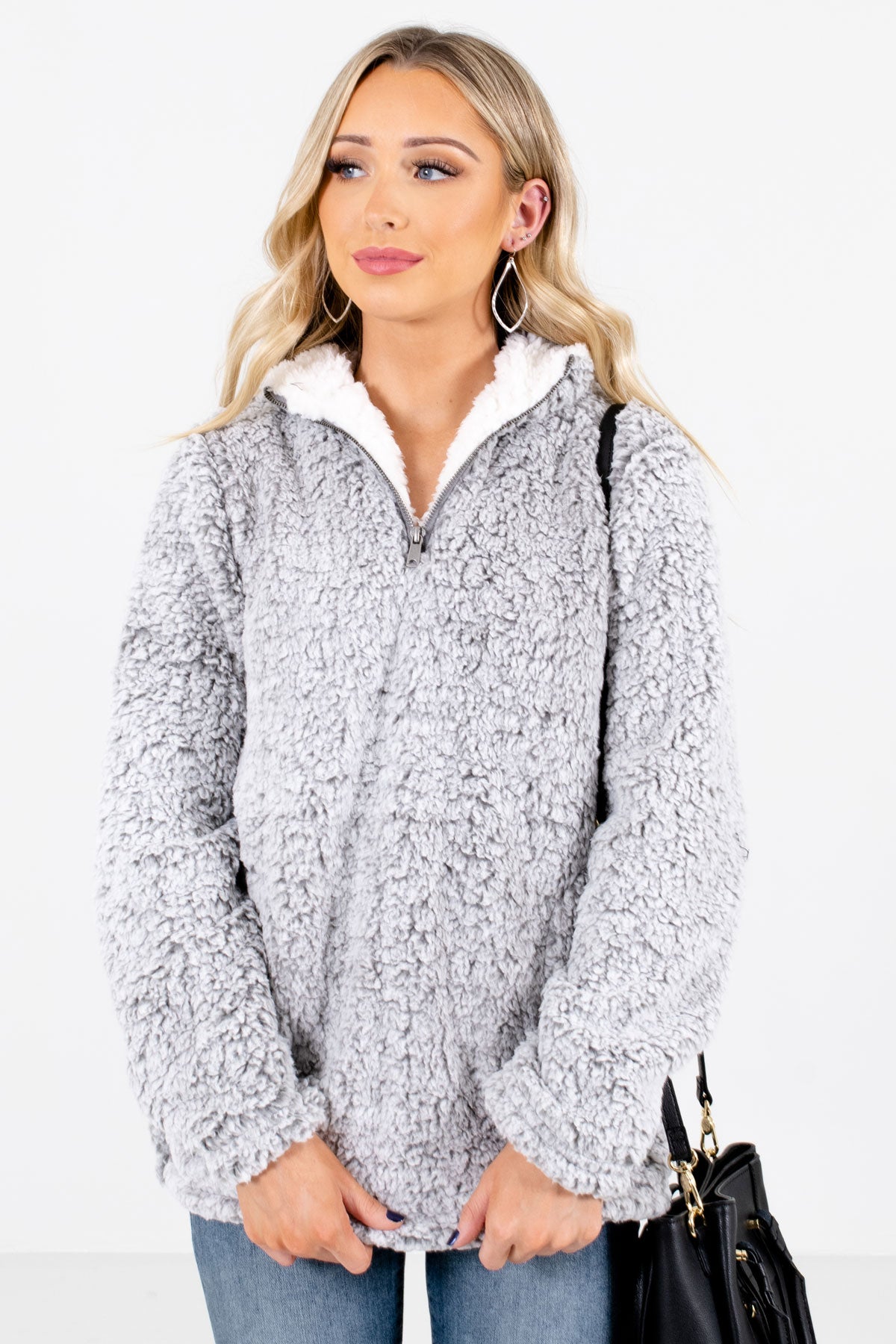 Gray sherpa pullover online