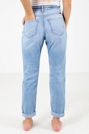 Women's Blue Distressed Detailed Boutique Jeans