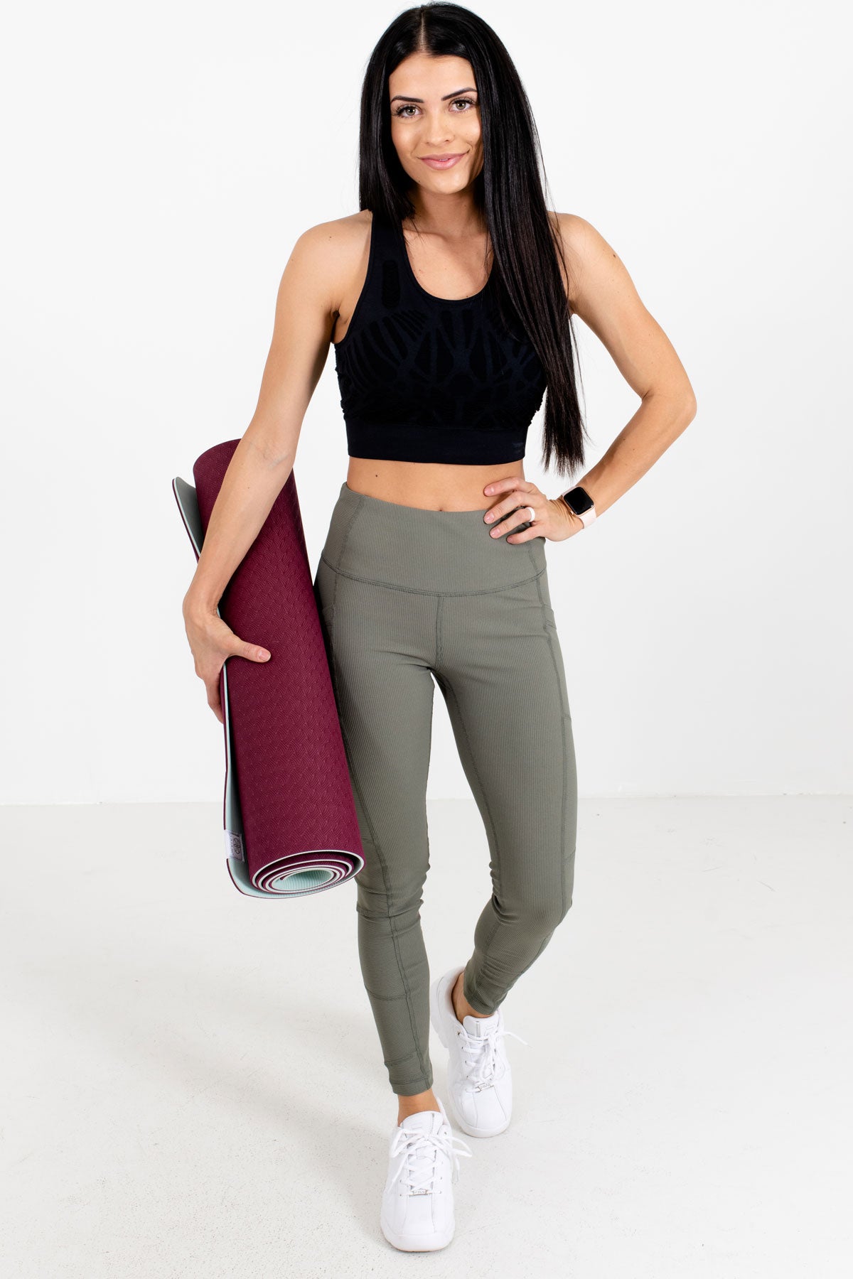 Women's Olive Green Workout Boutique Clothing