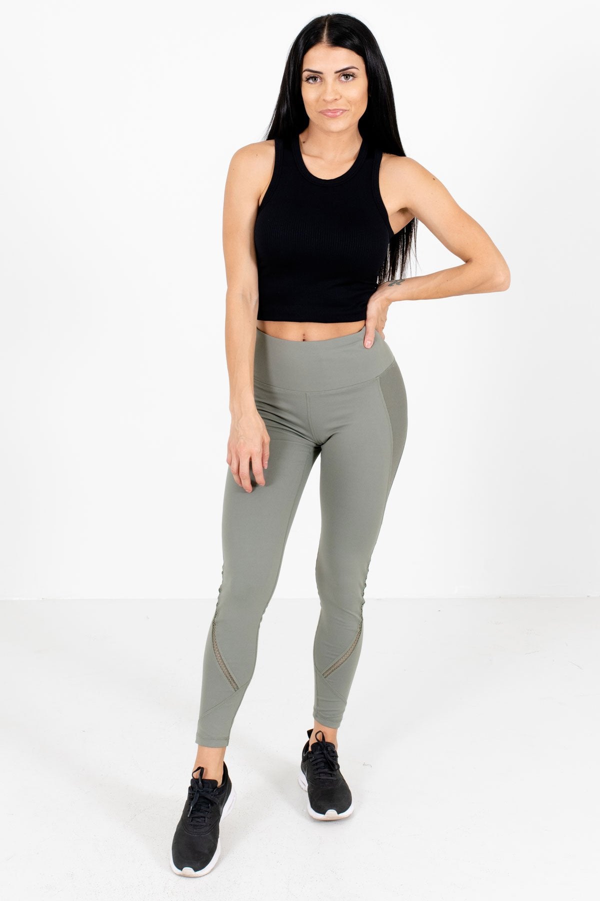 Olive Green Cute and Comfortable Boutique Active Leggings for Women 