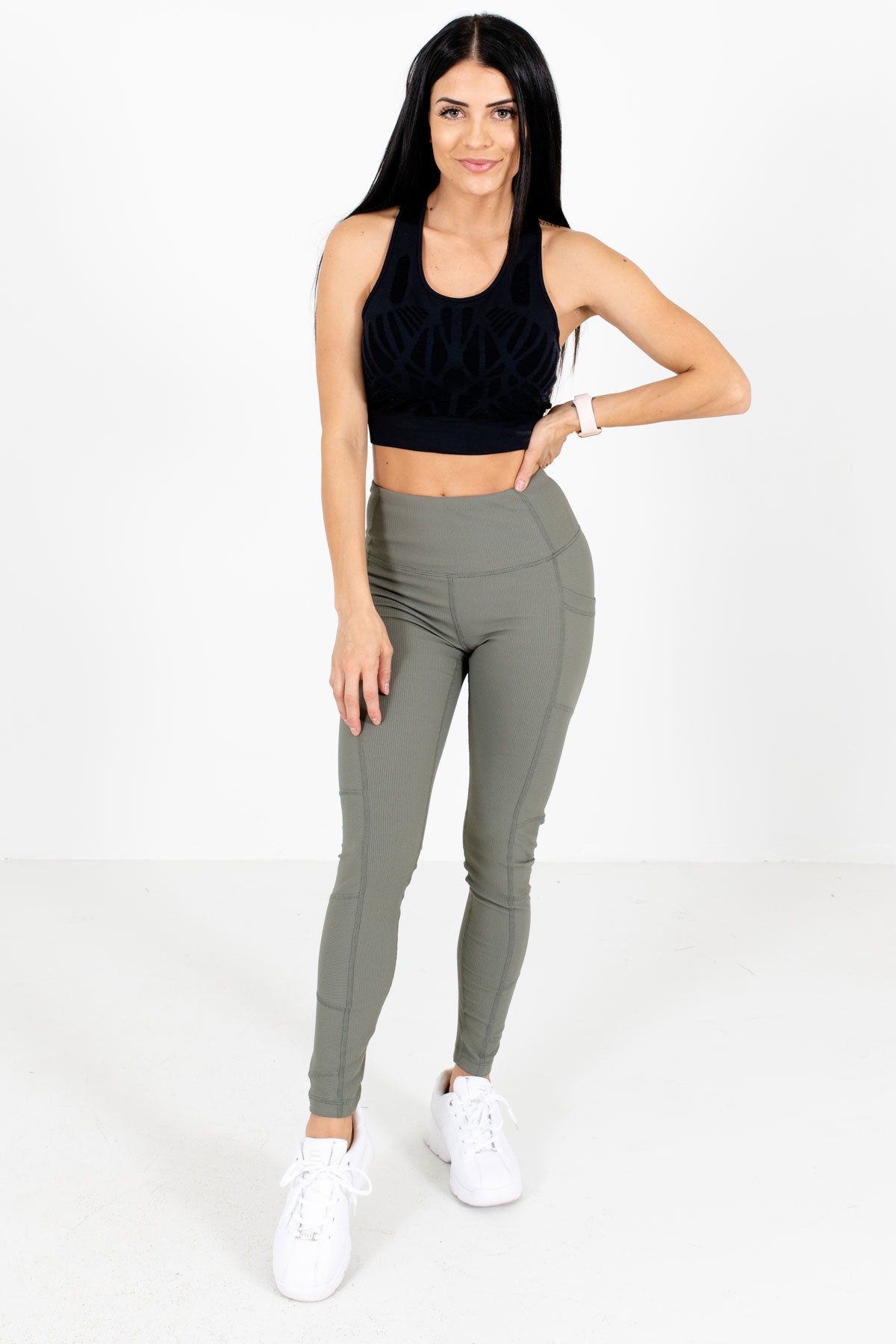 Olive Green Casual Everyday Boutique Leggings for Women