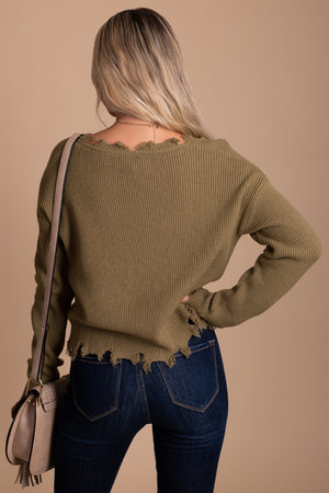 Warm Wishes Distressed Ribbed Sweater