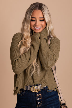 Warm Wishes Distressed Ribbed Sweater