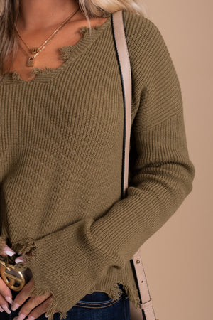 Warm Wishes Distressed Ribbed Sweater