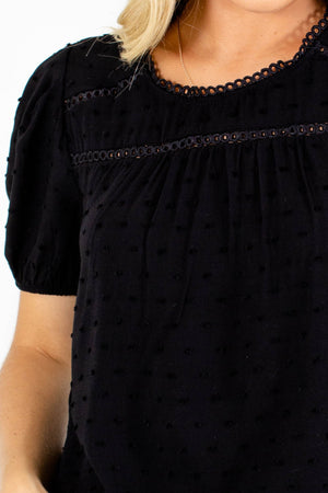 Black Cute and Comfortable Boutique Blouses for Women