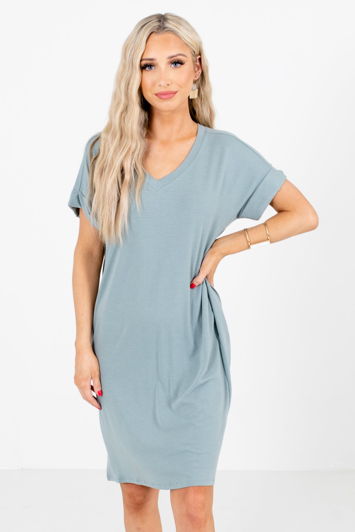 Green High-Quality Lightweight Material Boutique Dresses for Women