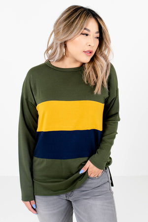 Women's Olive Green Lightweight Boutique Pullover