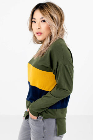 Olive Green Soft High-Quality Material Boutique Pullovers for Women