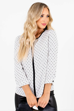 Women's White and Black 3/4 Length Sleeve Boutique Blouse