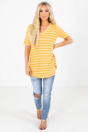 Women's Yellow Short Sleeve Boutique Top