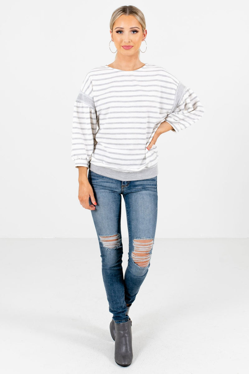 One & Only White Striped Top | White Boutique Tops for Women - Bella ...