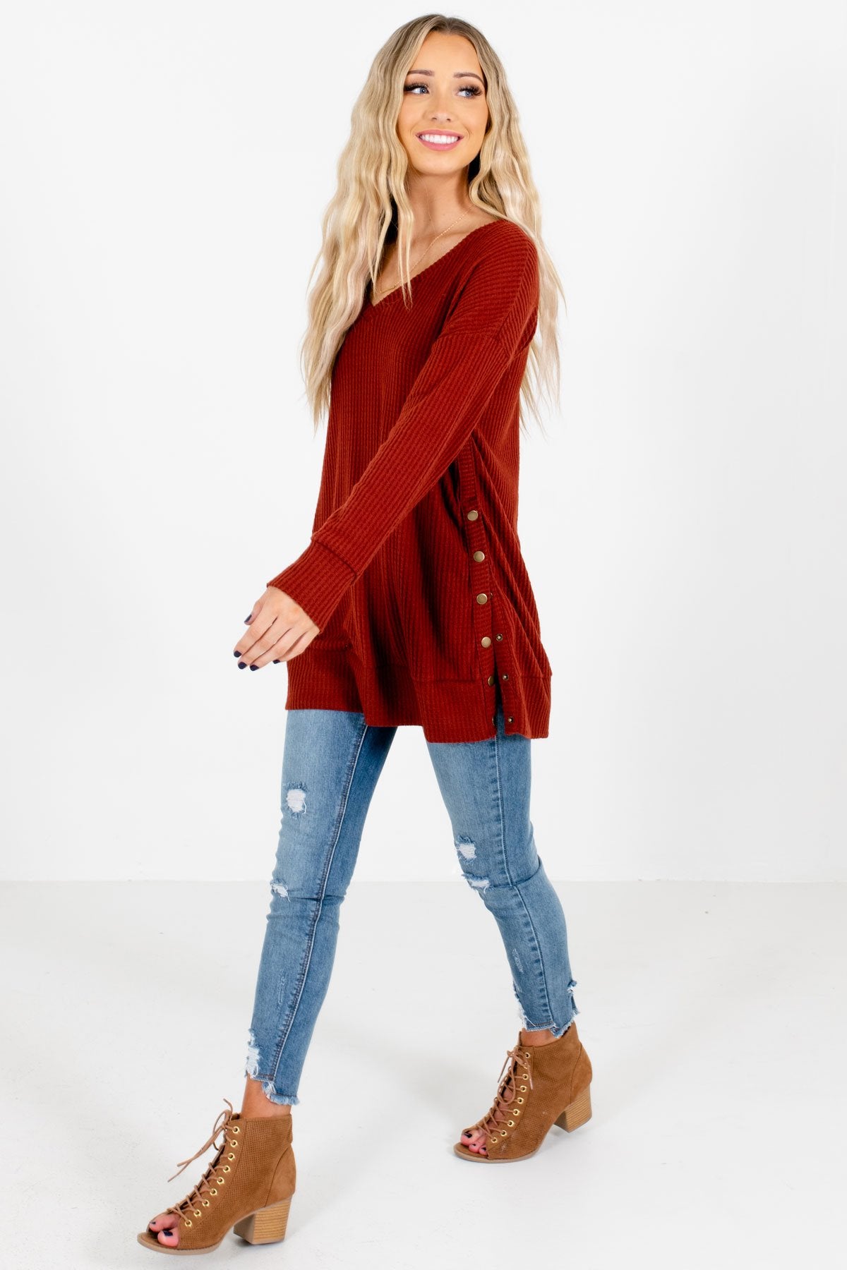 Rust Red Cute and Comfortable Boutique Tops for Women