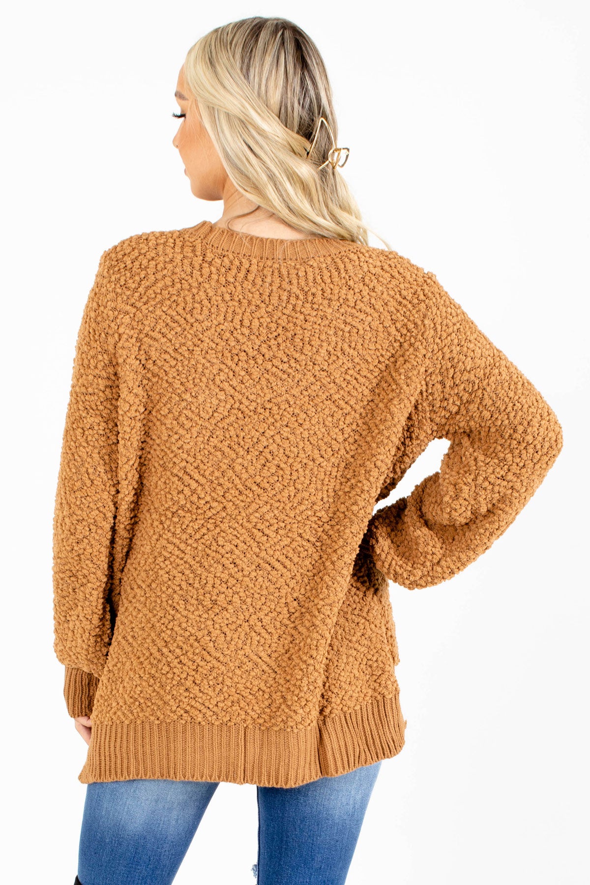 Open Arms Popcorn Knit Sweater Boutique Sweaters for Women