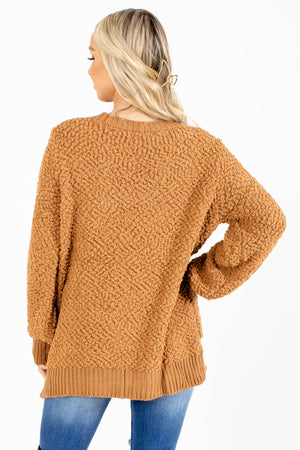 Women's Brown Popcorn Knit Boutique Sweater