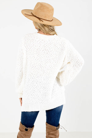 Women's White Stretchy Boutique Sweater