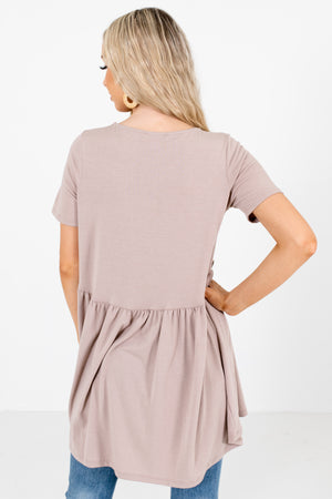 Women's Brown Short Sleeve Boutique Tops