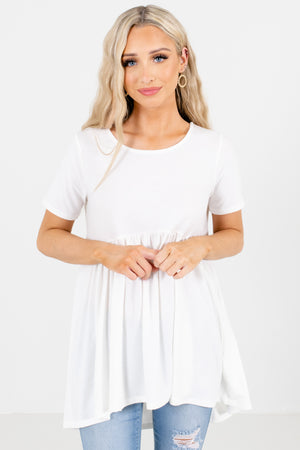 White High-Quality Stretchy Material Boutique Tops for Women