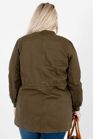Women's Olive Green High-Quality Material Boutique Jacket