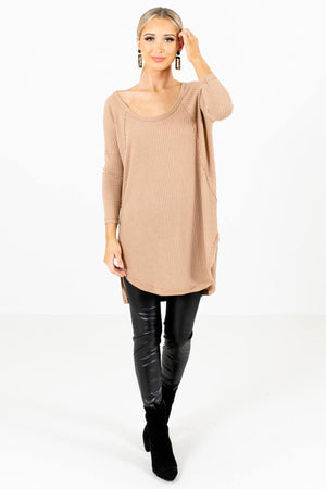 Tan Brown Cute and Comfortable Boutique Tops for Women