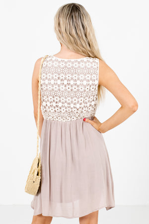 Women's Taupe Brown V-Neckline Boutique Mini Dress