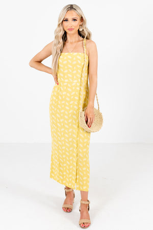 Yellow and White Patterned Boutique Maxi Dresses for Women