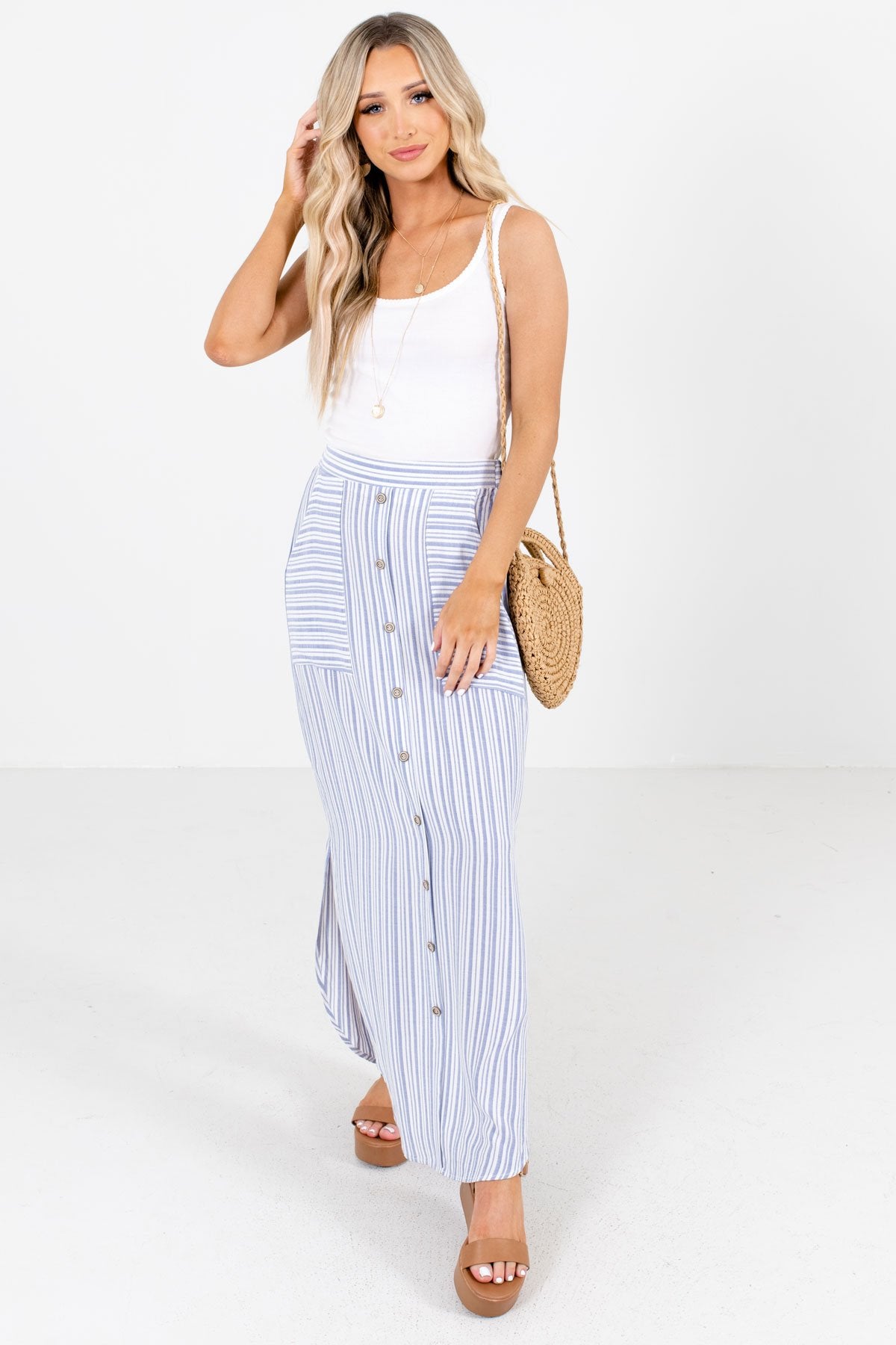 Blue Cute and Comfortable Boutique Maxi Skirts for Women