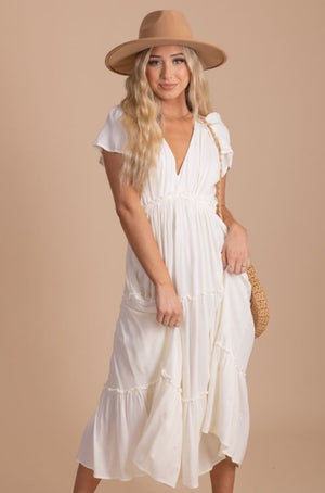 pretty off white midi dress