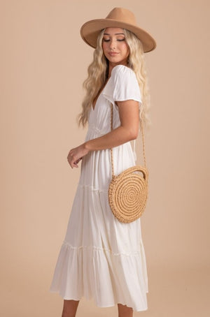 embroidered off white dress