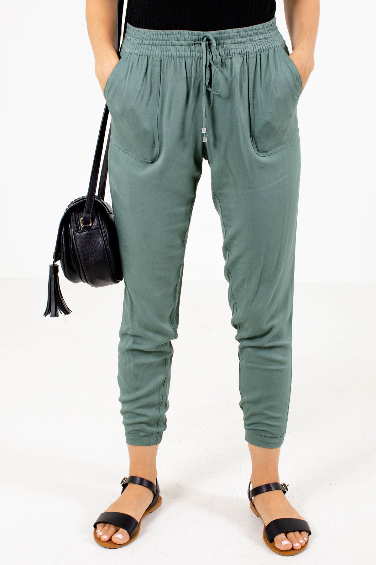 Olive Elastic Cuff Boutique Joggers for Women