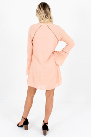 Salmon Pink Textured Ladder Lace Mini Dresses Affordable Online Boutique