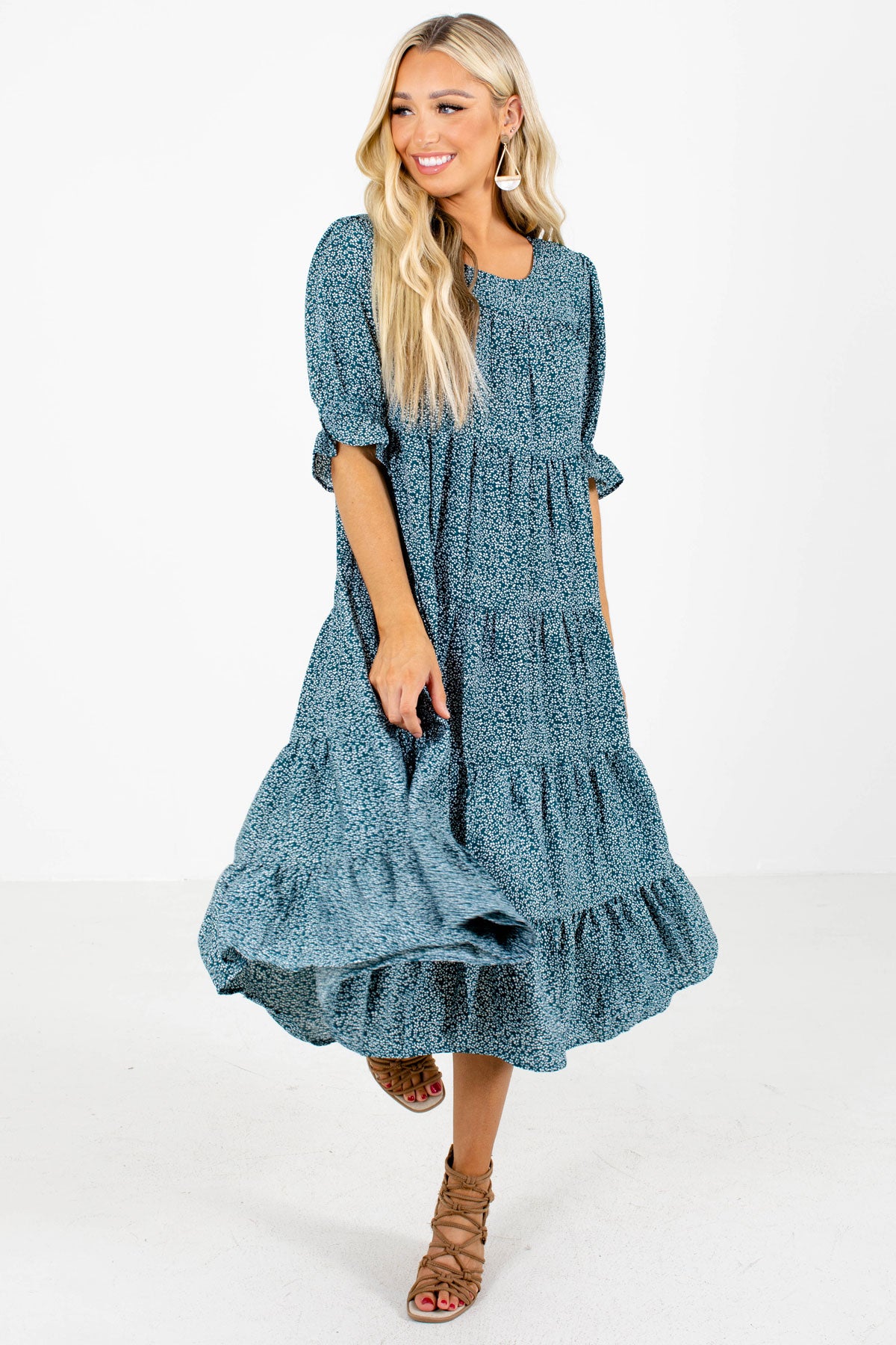 Teal Cute and Comfortable Boutique Midi Dresses for Women