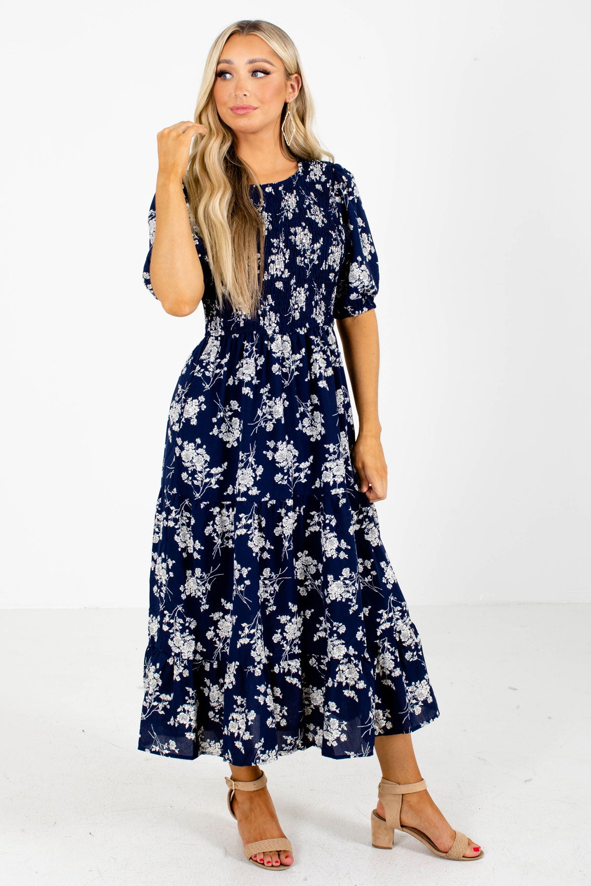 Navy Lightweight Material Dress Boutique Clothing for Women