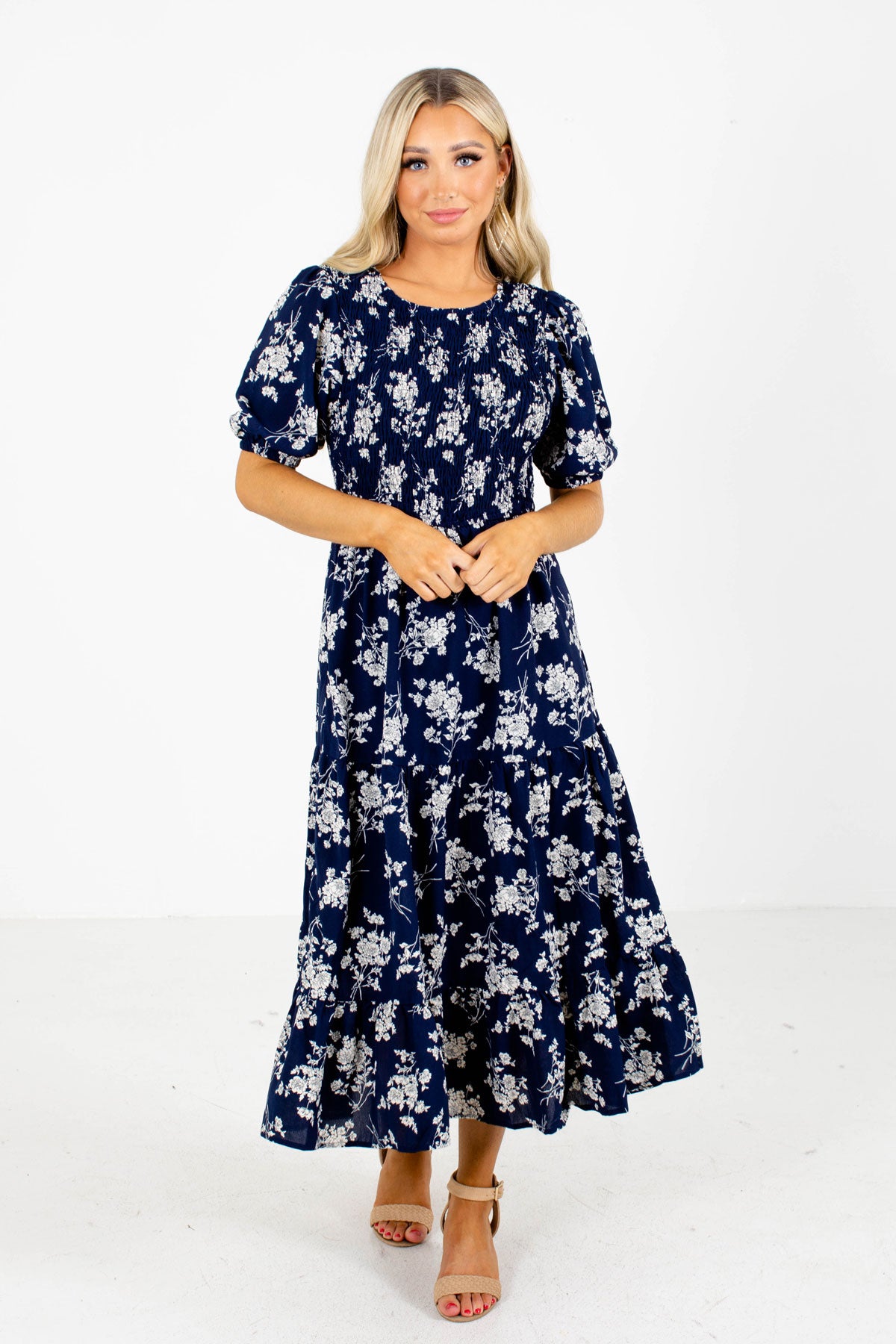 Navy Midi Dress Boutique Clothing for Women
