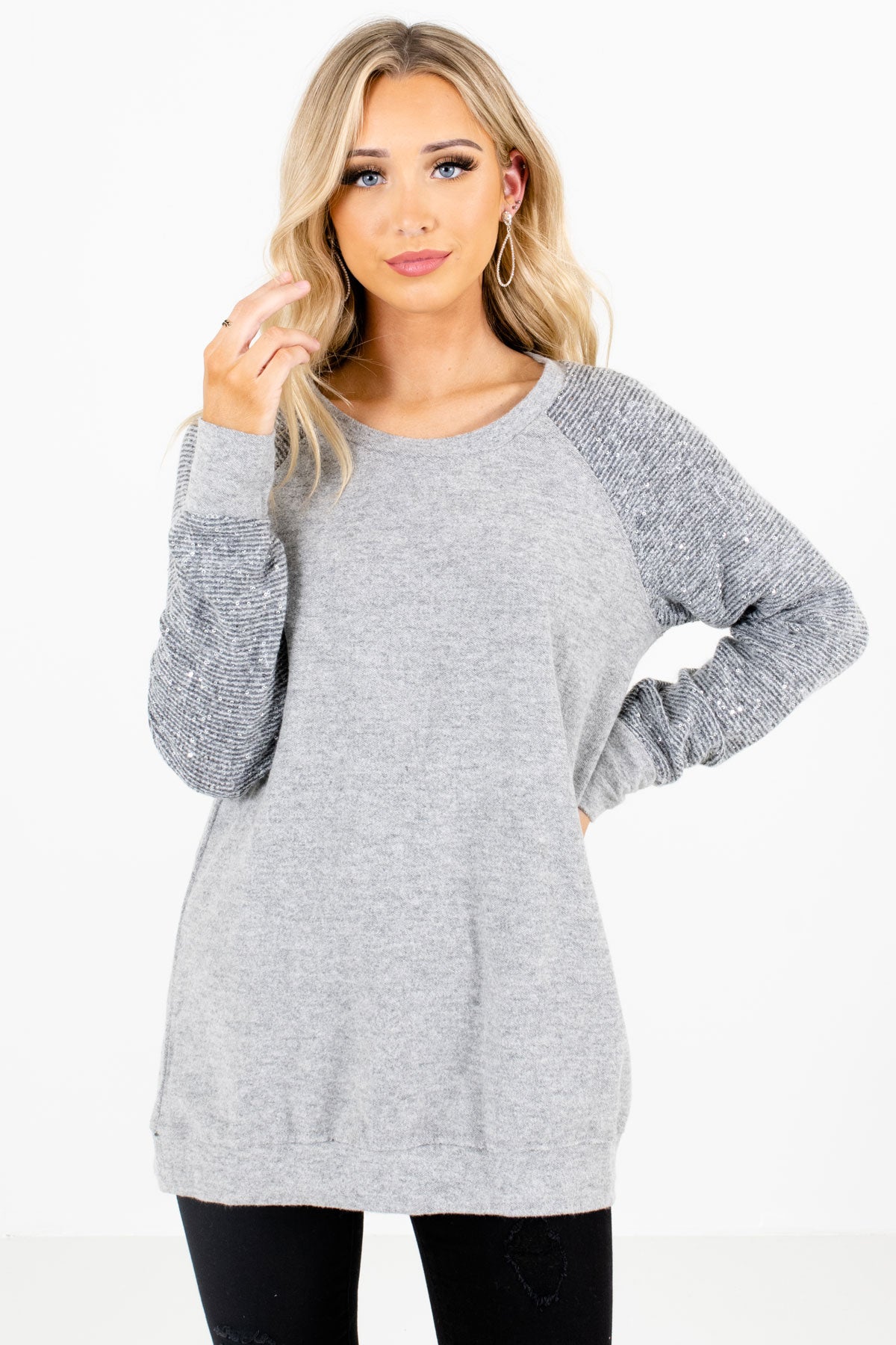 Gray High-Quality Soft Material Boutique Sweaters for Women