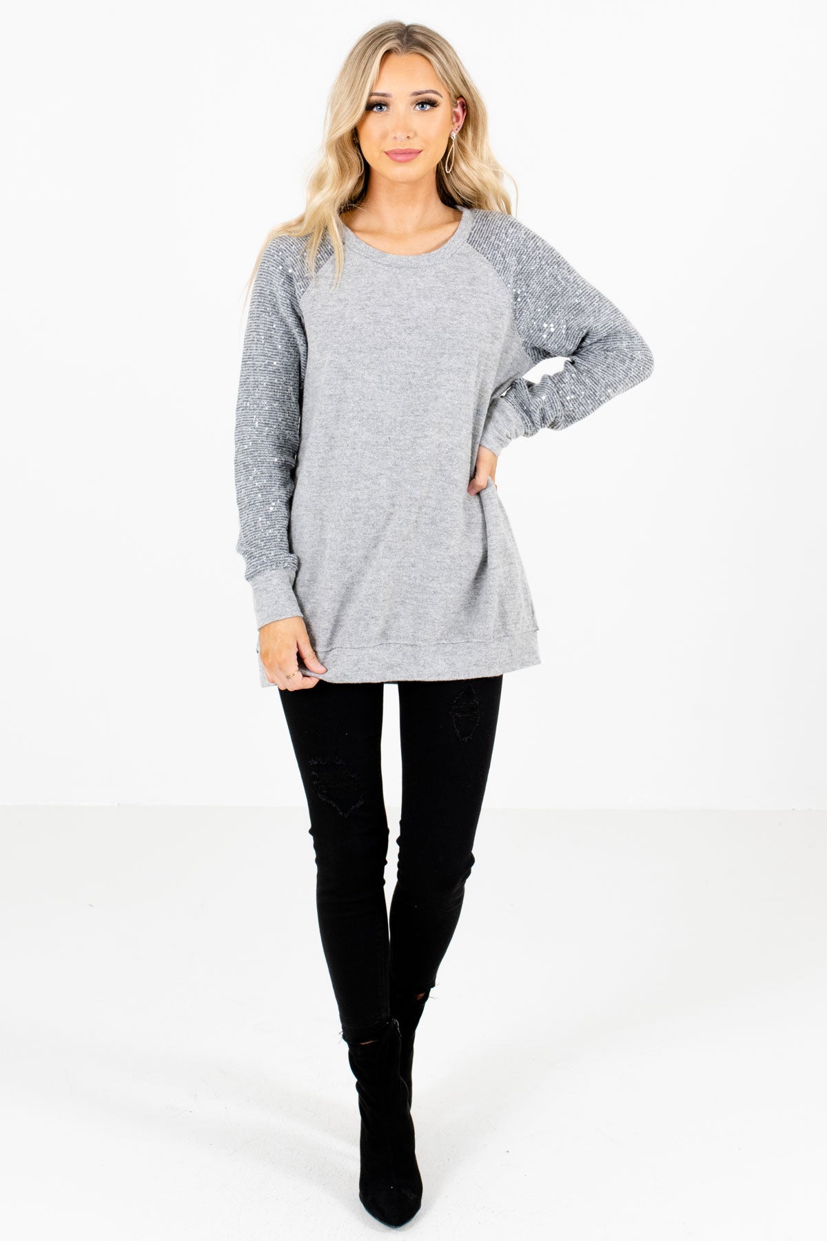 Women's Gray Fall and Winter Boutique Sweaters