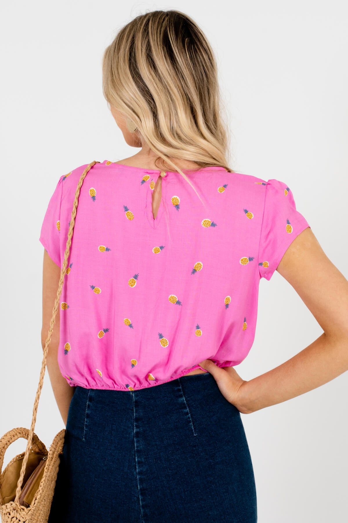 Women's Pink Keyhole Back Style Boutique Tops 