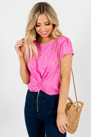Pink Infinity Knot Detail Boutique Tops for Women