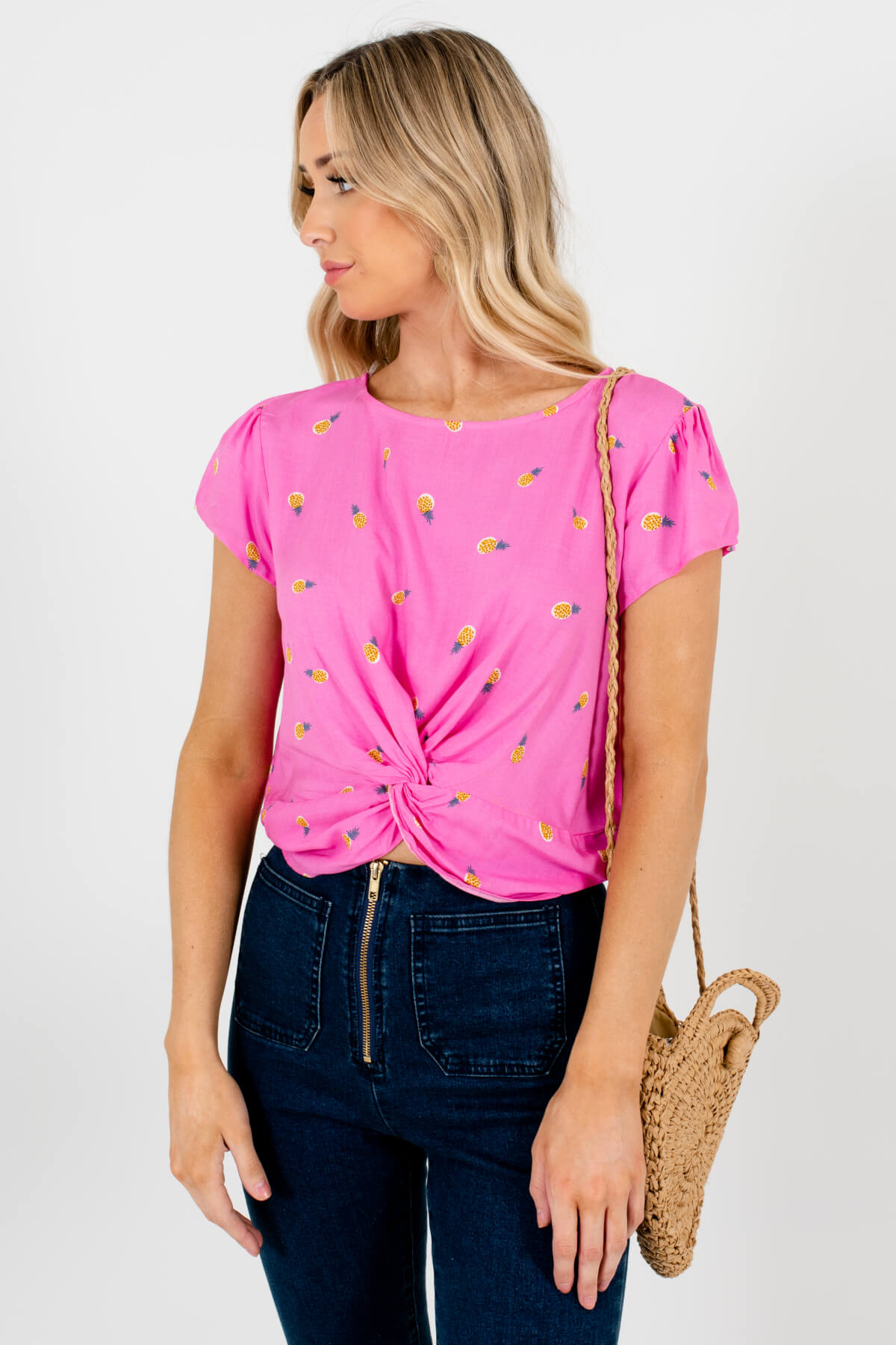 Pink Patterned Cute and Comfortable Boutique Tops for Women