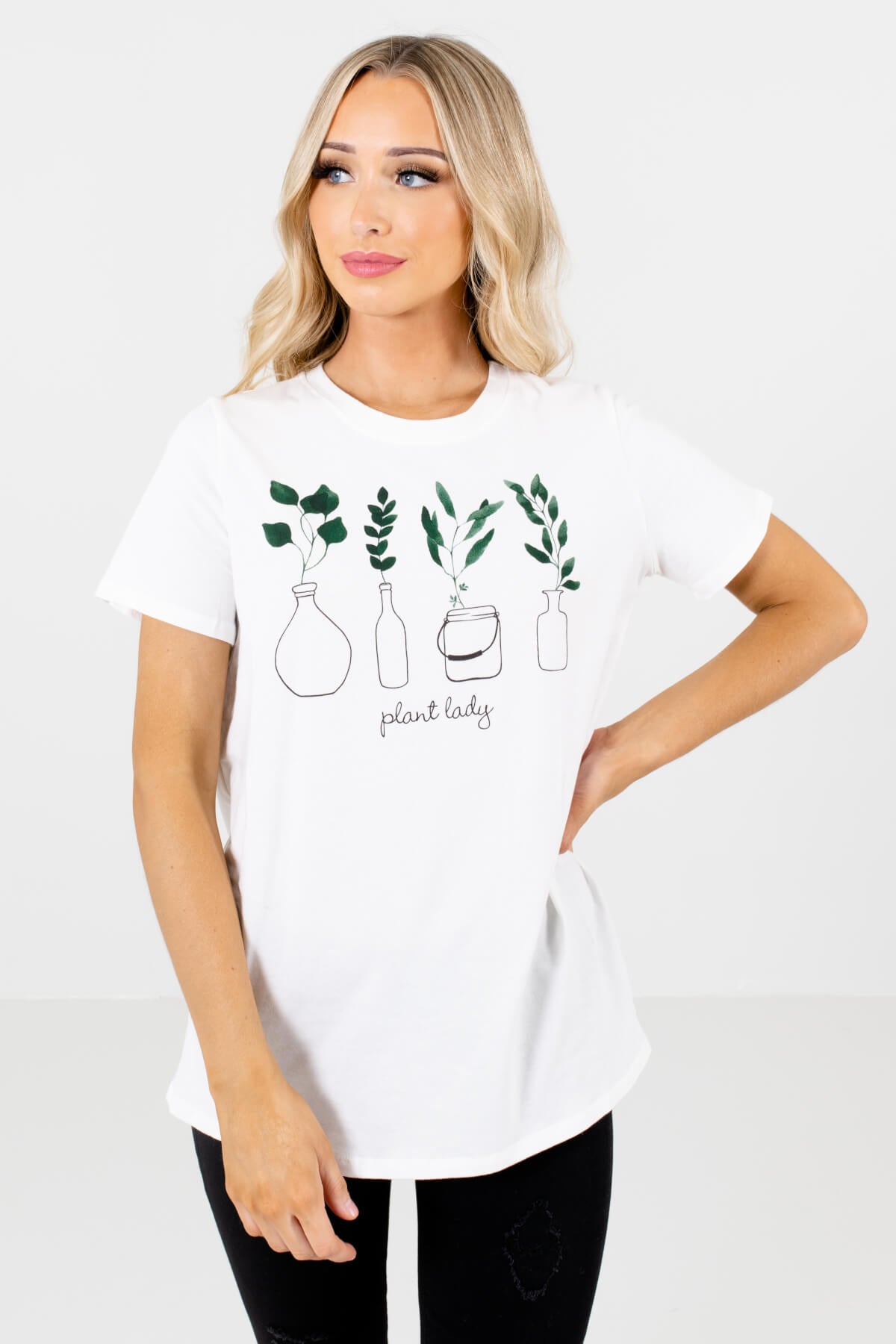 White Classic T-Shirt Fit Boutique Graphic Tees for Women