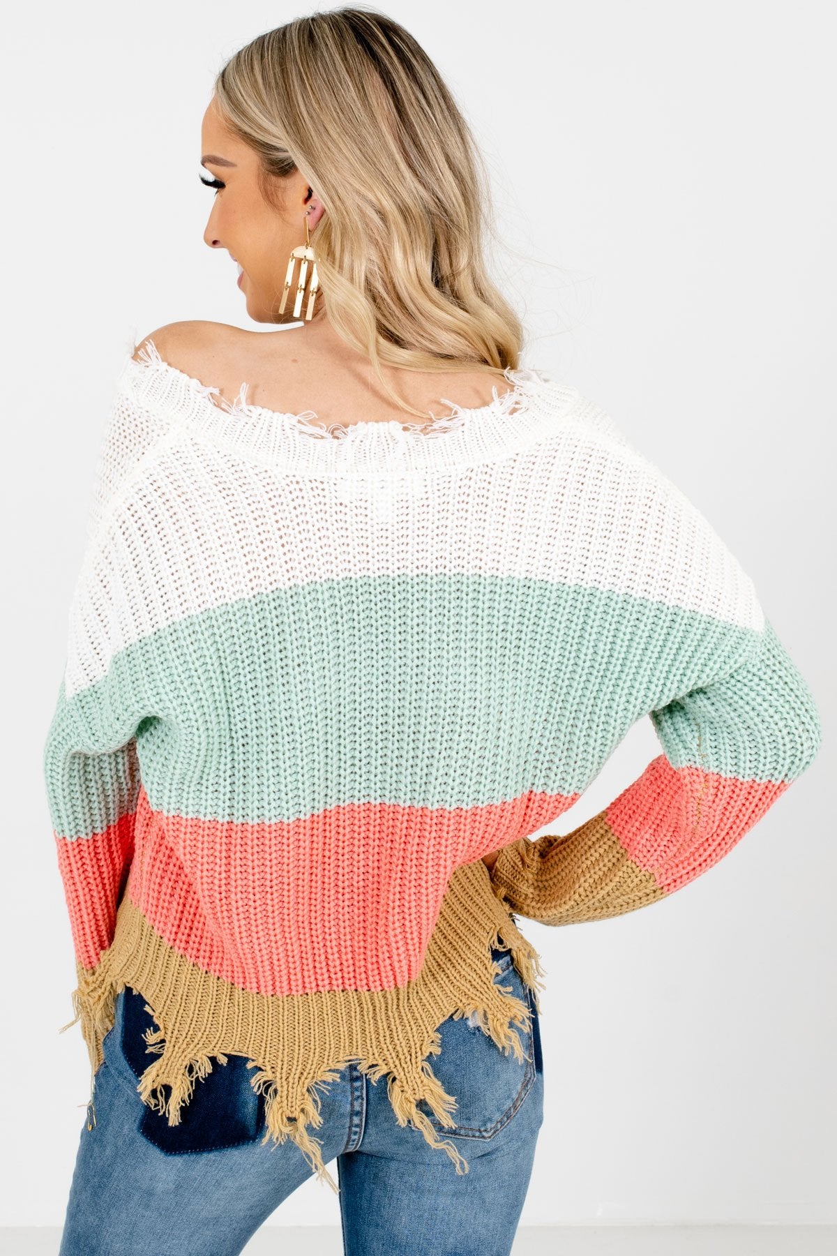 Mint Green Long Sleeve Boutique Sweaters for Women
