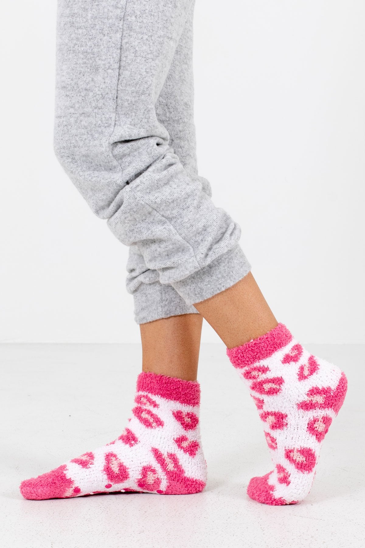 Pink Leopard Print Pattern Boutique Socks for Women