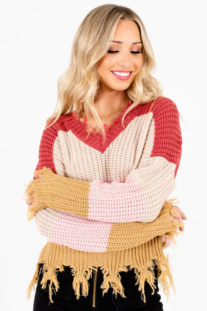 Light Pink High-Quality Knit Material Boutique Sweaters for Women