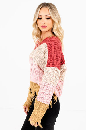 Women’s Light Pink V-Neckline Boutique Sweater