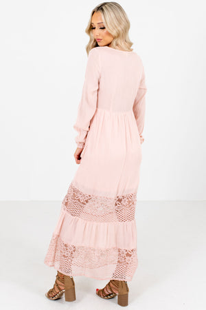 Women's Pink V-Neckline Boutique Maxi Dress